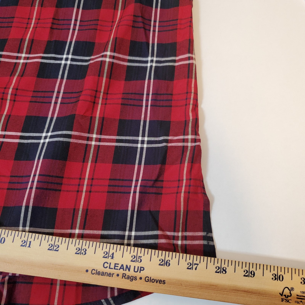 John Mark Tunic Top Womens SZ OX Red Black Plaid Velvet Collar Cinched Sleeves - Picture 12 of 16